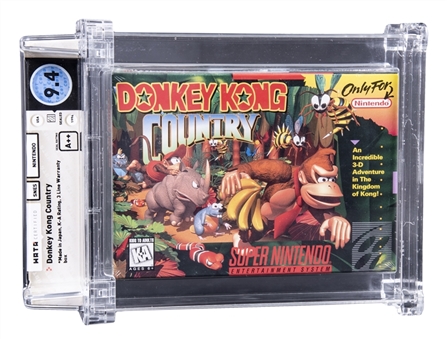 1994 SNES Super Nintendo (USA) "Donkey Kong Country" Made in Japan (First Production)  Sealed Video Game - WATA 9.4/A++